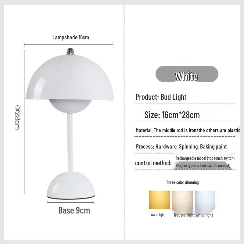 Danish Nordic Design Bedside Lamp with Wireless Charging