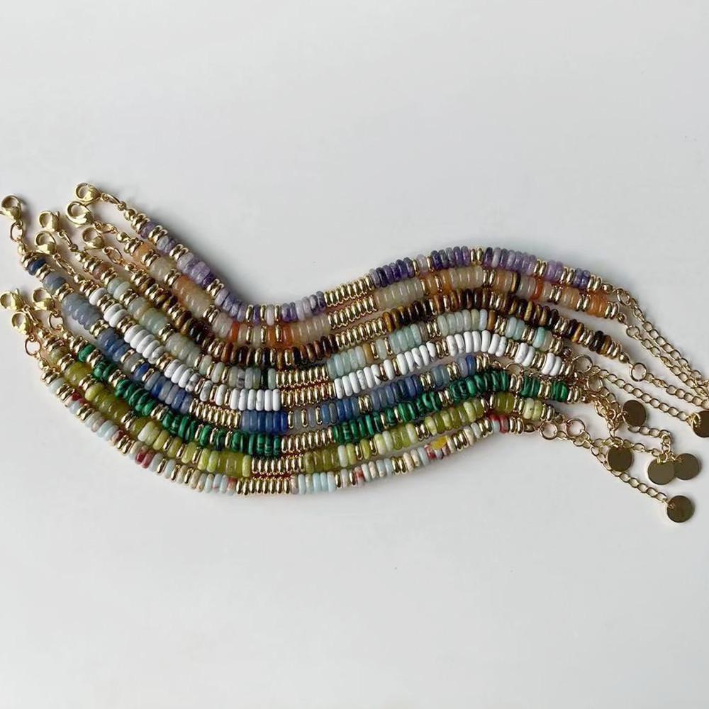 Colorful Semi-Precious Stone Beaded Necklace - Handmade Vintage Clavicle Chain with Optional Multi-Color Design
