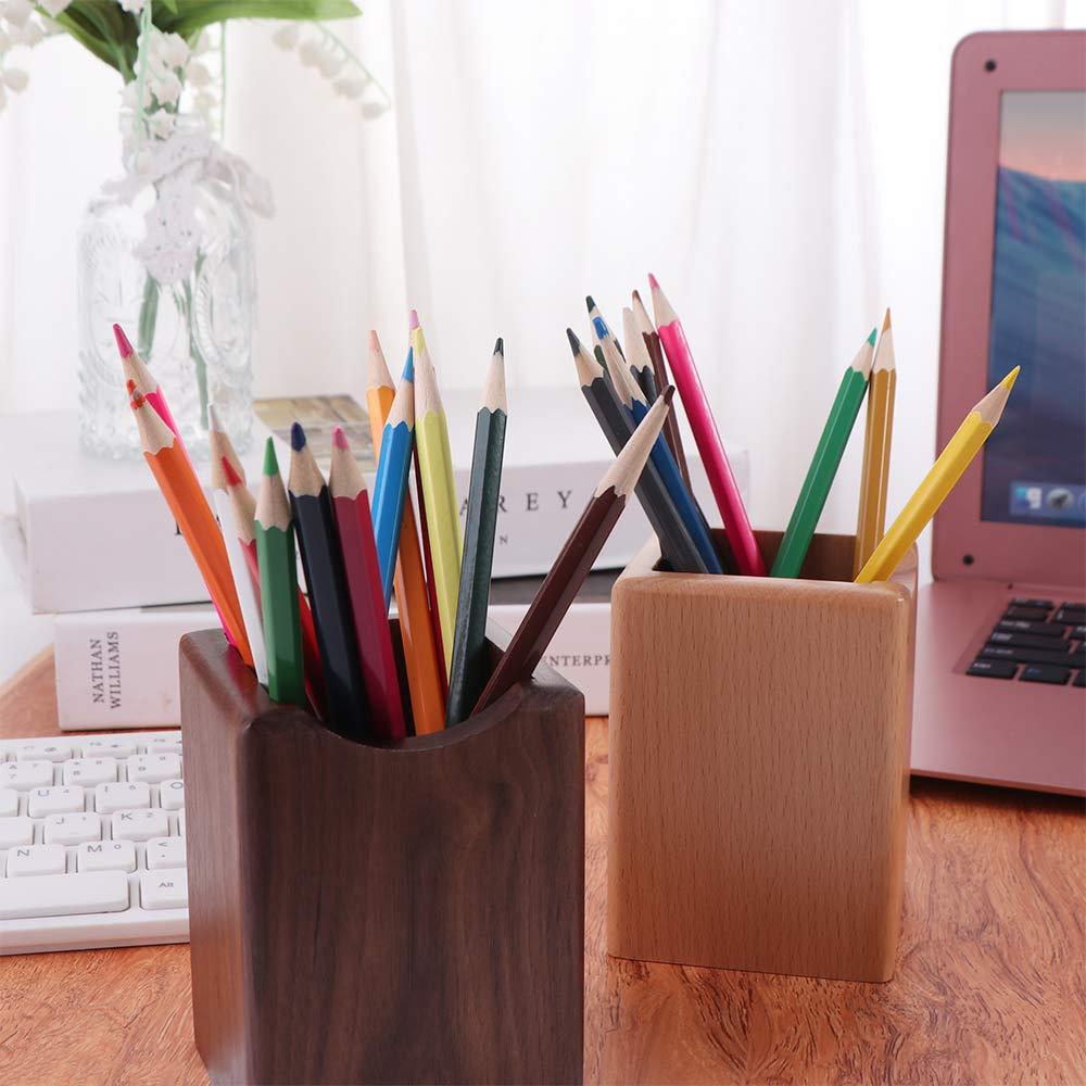 Large Capacity Wooden Pencil Holder Natural Pen Holder Cup Stationery Desk Organizer  Friend