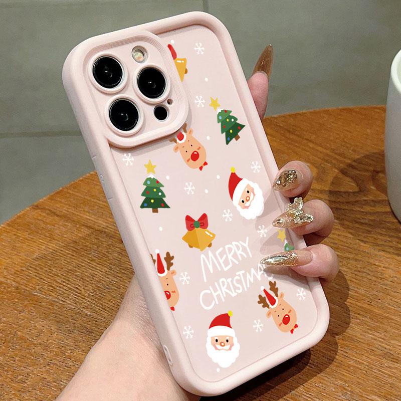 Christmas Tree and Santa Claus Print Phone Case For iPhone 17 16 15 14 13 12 11 Pro Max XS XR 7 8 Plus 16E Shockproof Soft Cover