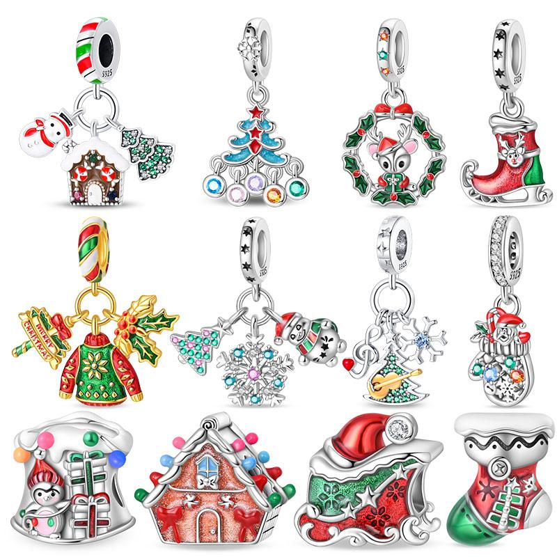 New 925 Silver Christmas Collection Charms Beads For Women Fit Bracelet DIY Birthday Party Jewelry Gifts