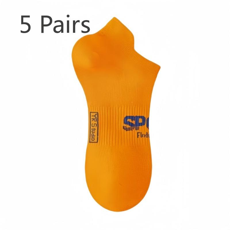 5 Pairs of Men's Spring and Autumn Pure Cotton Deodorant Sports Wicking Short Boat Socks