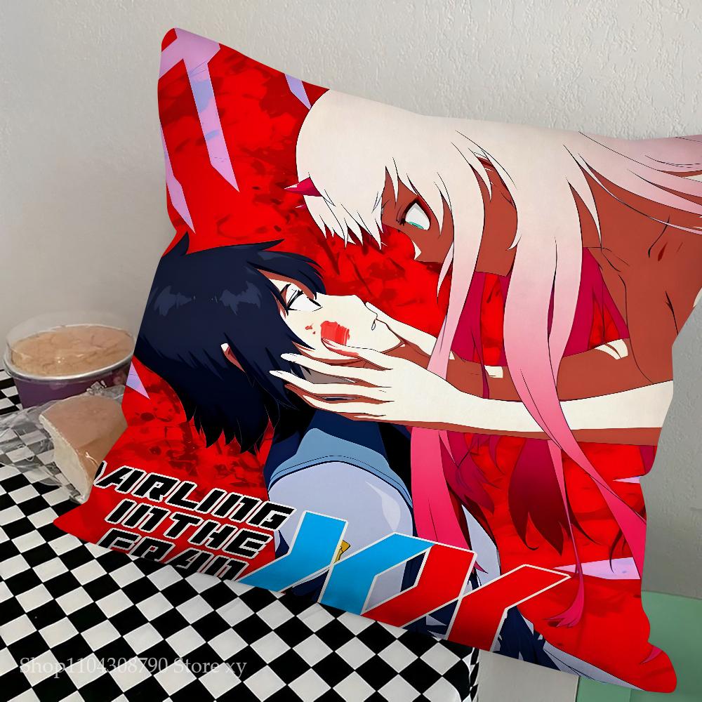 Anime Darling In The Franxx Pillow Case Square Pillow Bedroom Sofa Leisure Comfort Cushion Car Living Room Home Decoration