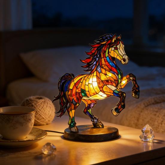 3D Rainbow Pony LED Night Light Handmade Resin Dog Lamp USB-Powered Ambient Lighting for Bedroom Desk Energy-Saving Gift for Pet Lovers & Home Decor