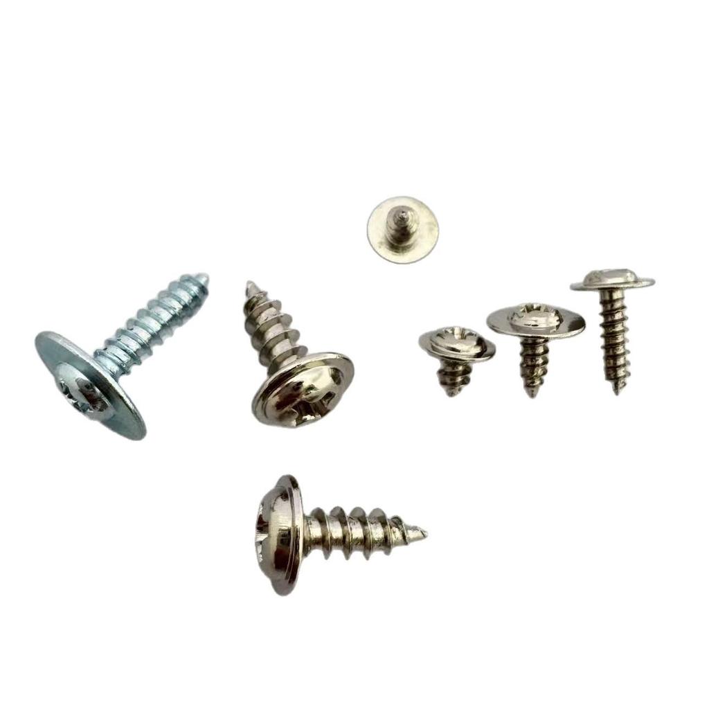 Nickel-Plated PWA Phillips Round/Pan Head Self-Tapping Screws with Washers, Copper Base, Nickel Screws Collection (M1-M5)