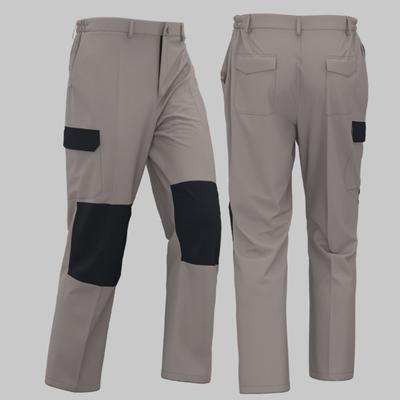 Men Cargo Pants Elastic Waist Multi-Pocket Storage Work Pants Patchwork Color Wear-resistant Cargo Trousers