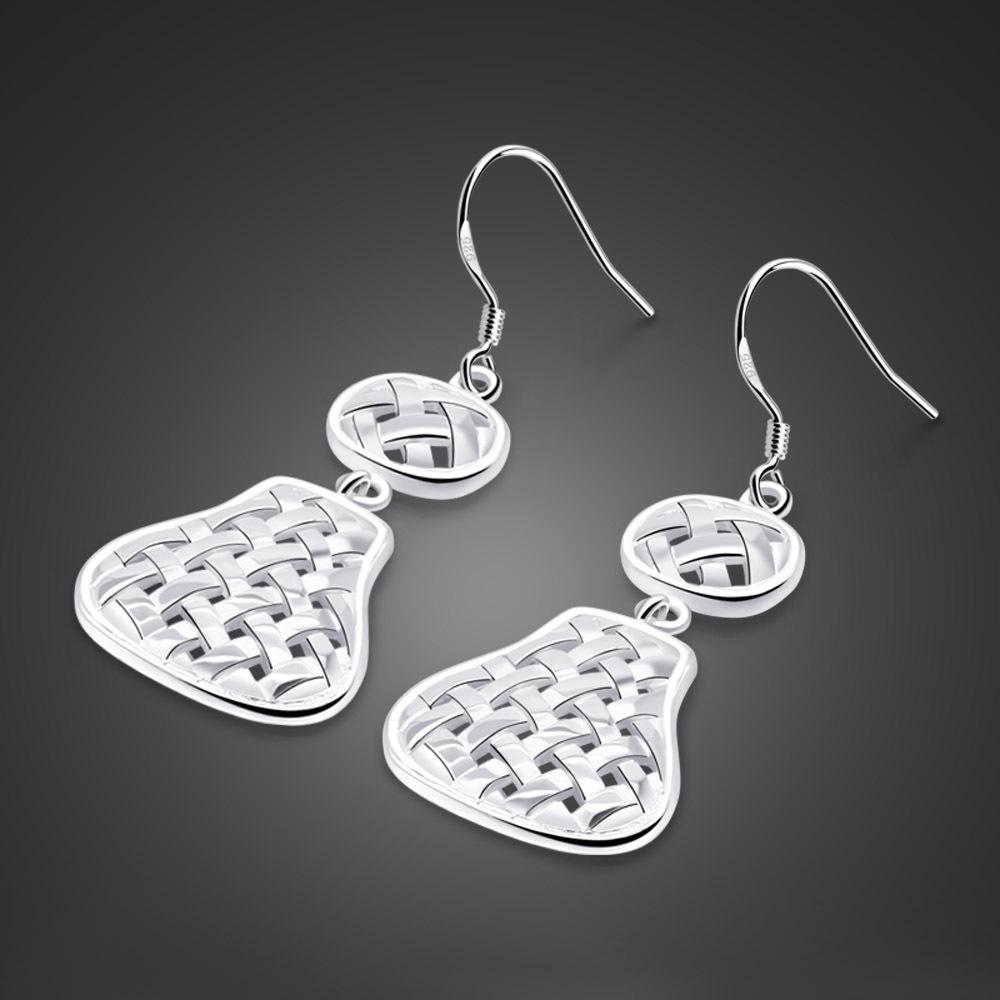 

New Earrings Temperament Creative Geometric Earrings Bohemian Silver Plated Woven Exaggerated Jewelry