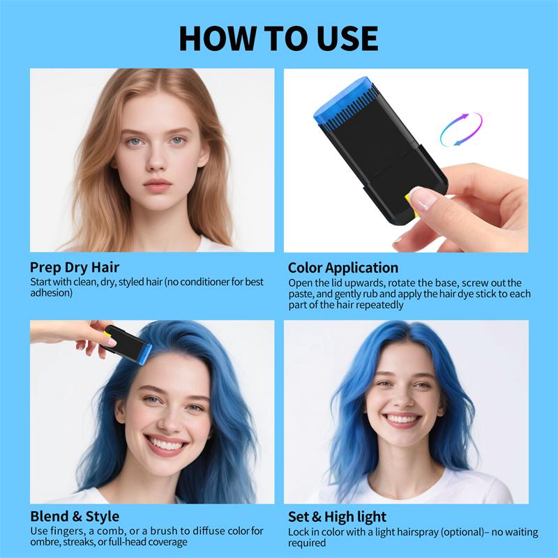 Bâton de coloration temporaire pour cheveux SEVICH Fashion DIY Crayon de coloration capillaire à usage unique et longue durée Craie de couleur pour cheveux Cire colorante pour cheveux Cire coiffante 20G