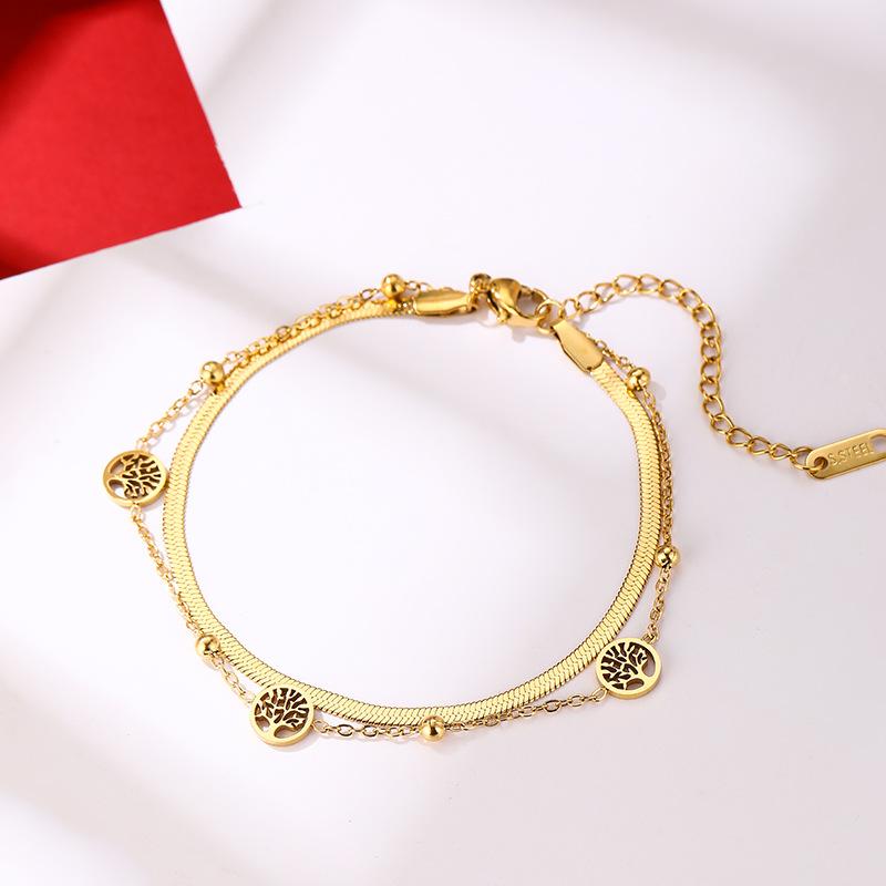 Double Layer Tree of Life Hollow Bracelet Minimalist Luxe Versatile Jewelry