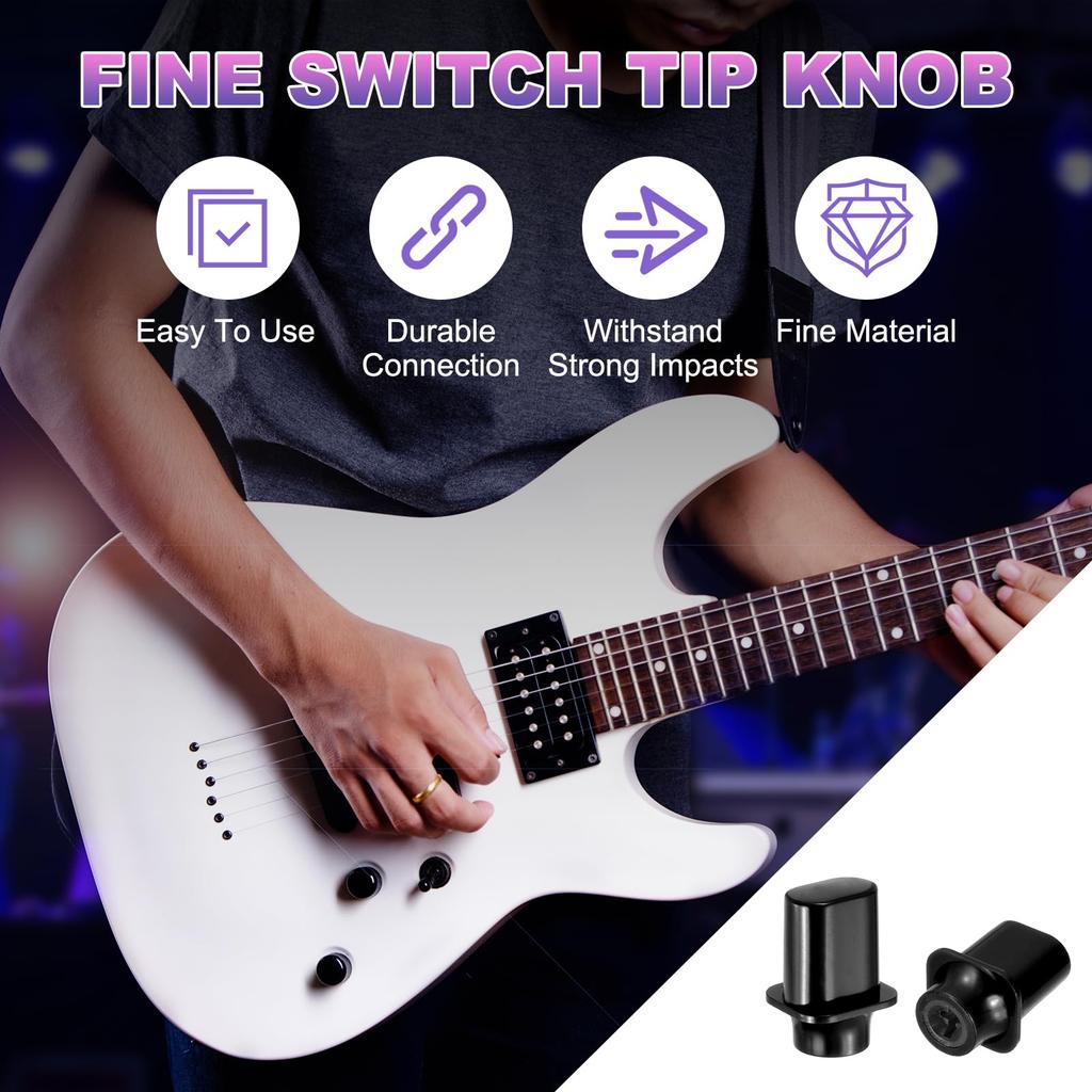 uxcell Guitar Toggle Switch Plastic Cross Slot Toggle Pickup Switch Knob Replacement Parts for SQ ST TL Electric Black 6-Pack 3-Way/5-Way Tips,