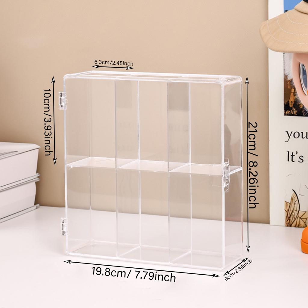 1pc foldable acrylic 6-grid blind box display box compartment collectible doll storage box, hair accessory jewelry storage box