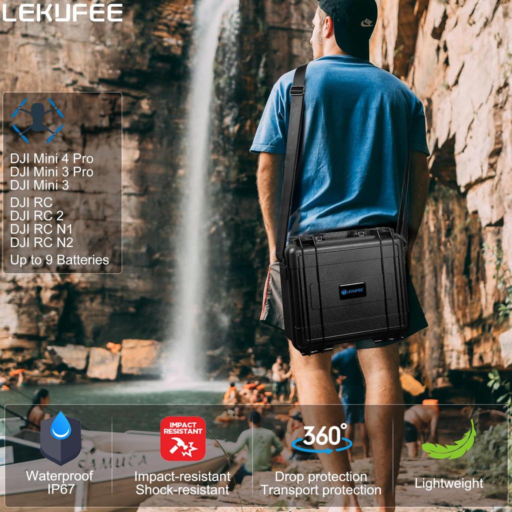 Lekufee DJI Mini 4 Pro Hartschalenkoffer, Wasserdichter Aufbewahrungskoffer für DJI Mini 4 Pro, DJI Mini 3 Pro, DJI RC und DJI RC N1 (Nur Hartschalenkoffer)