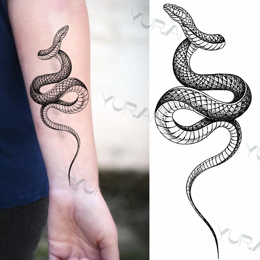 Zwarte Grote Slang Bloem Fake Tattoo Sticker Voor Vrouwen Dot Rose Pioen Tijdelijke Tattoos DIY Water Transfer Tatoos Meisjes