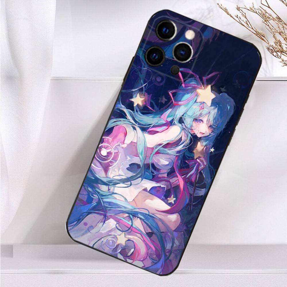 Cute H-Hatsune M-Mikus Phone Case For iPhone 16,15,14,13,12,11 Plus,Pro Max,XS,X,XR,SE,Mini,8,7 Soft Silicone Black Cover