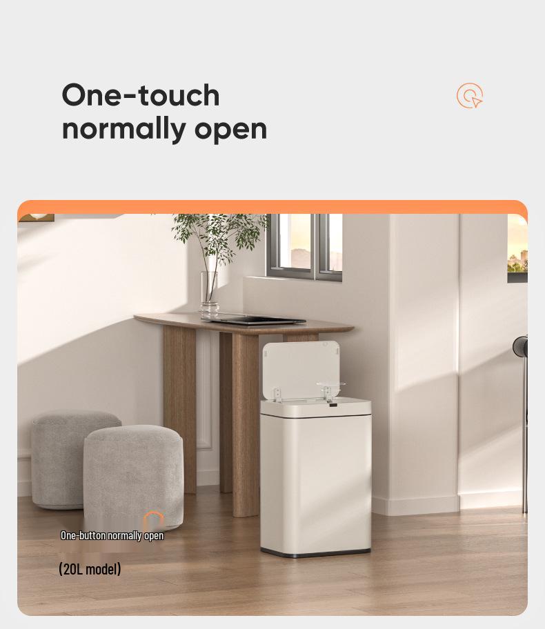 Large Capacity High-Legged Smart Sensor Trash Can with Lid for Kitchen, Bathroom, and Office