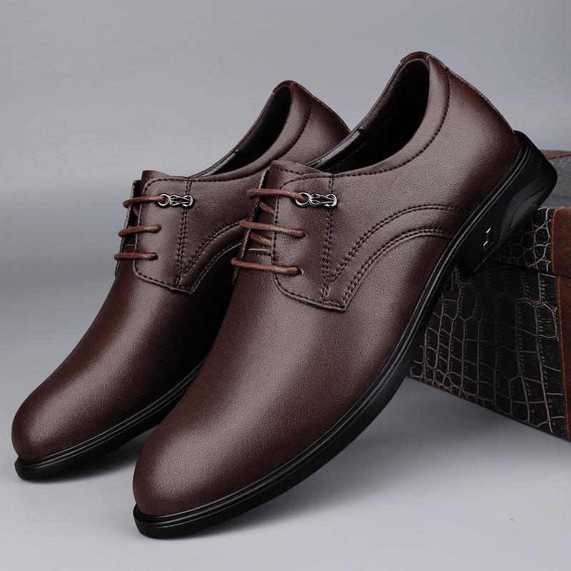 

Fashion Brand New Split Leather Lace Up Leather Shoes Mens British Style Business Leather Shoes Elegant Fashion Comfortable Oxford Shoes 37 коричневый
