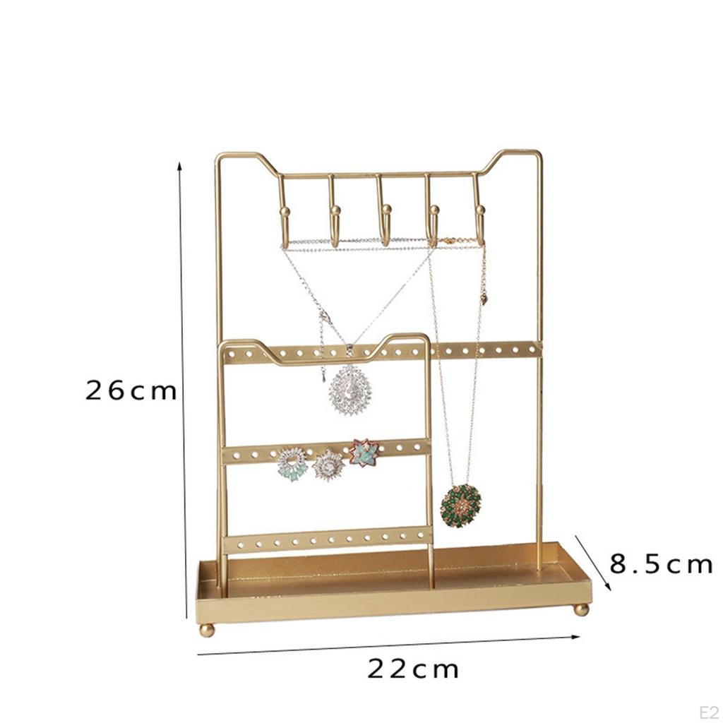 Golden Jewelry Display Holder Stand Tray Hanger Large Capacity Storage for Gift Woman Watches Ear