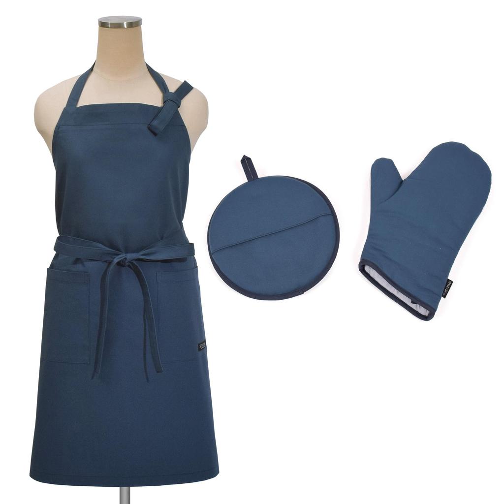 STYLE Decor set Mitten pot set Apron Kitchen Cooking Navy blue Gift Celebration Stylish Cute STYLE Decor W8702000 2-piece