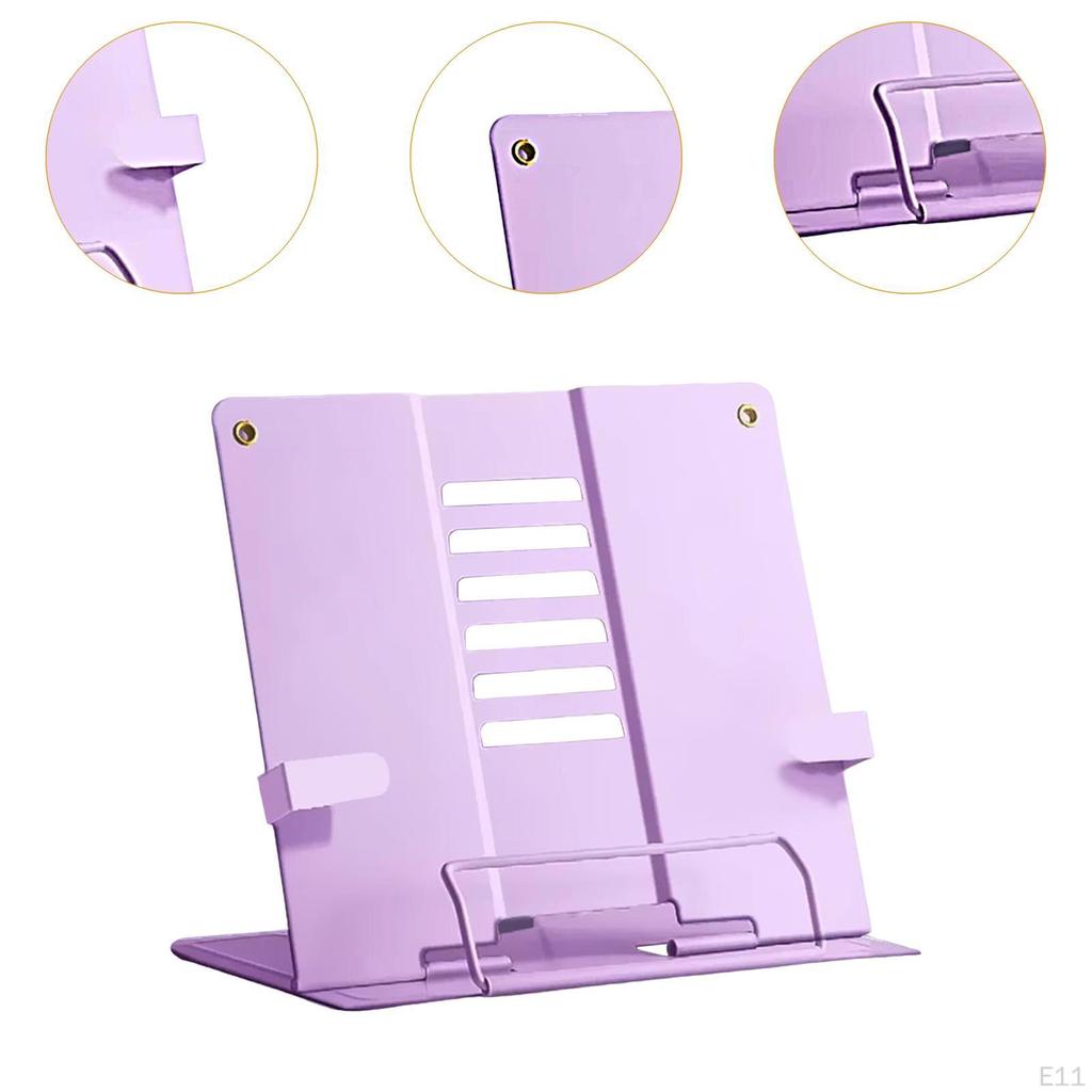 Book Stand with Page Clips Decor Tabletop Rack for Recipes Textbooks Kitchen