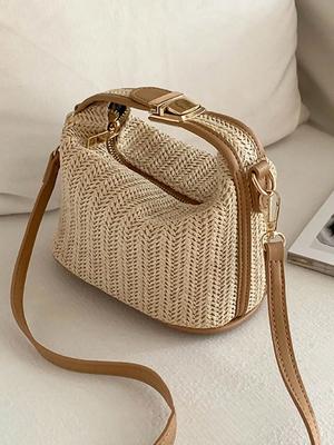 2026 Summer New Grass Weaving Small Bag Casual Women's Bag Handheld One Shoulder Crossbody Bag
