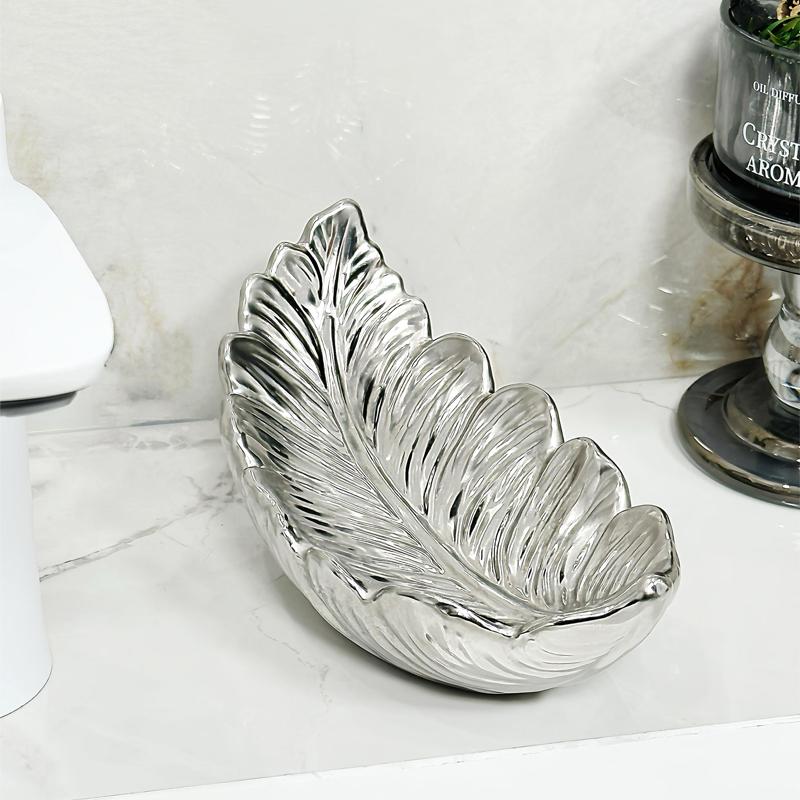 

Керамическая мыльница в виде пера, может сливать воду, ванная комната, высококлассная креативная мыльница, керамическая полка для хранения мыла в ванной комнате