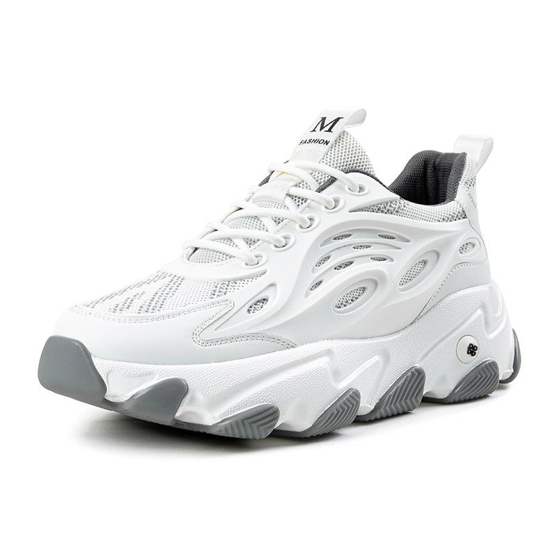 Extra Large Size Men's Shoes Spring and Autumn 2025 New Mesh Sports Shoes Fashion Casual Shoes Thick Sole Inner Height Increase Dad Shoes