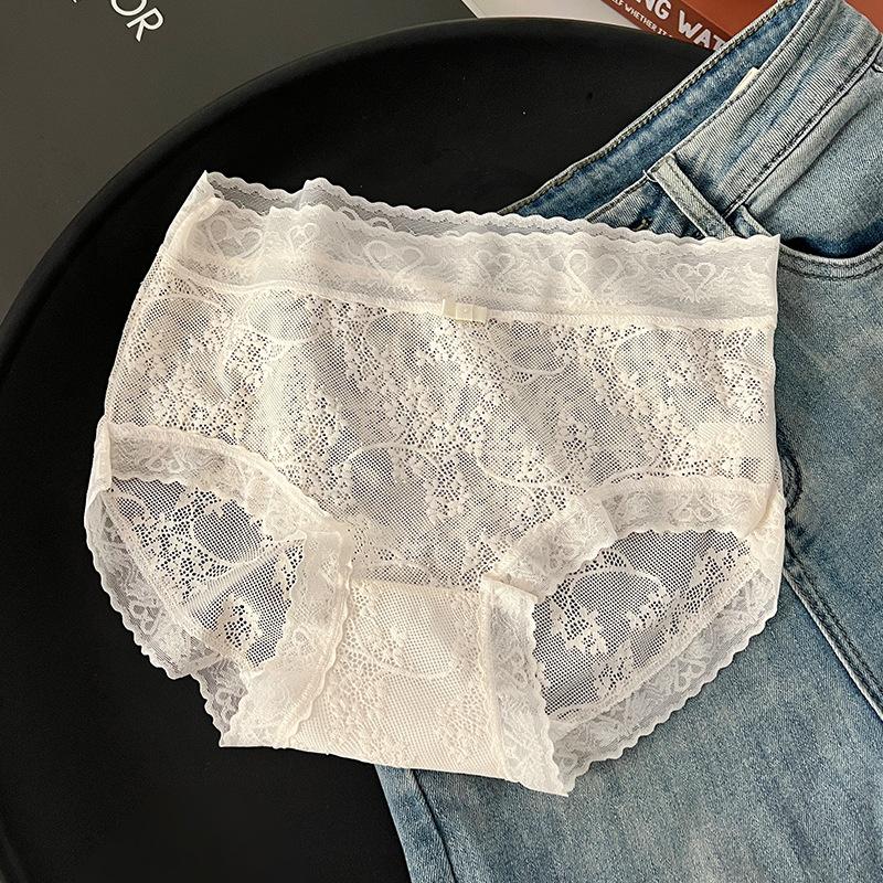 

Женское нижнее белье Pure Desire с сетчатыми кружевными краями, дышащие, сексуальные, со средней и высокой талией, с треугольными ягодицами для девочек, трусики M жемчужина белый