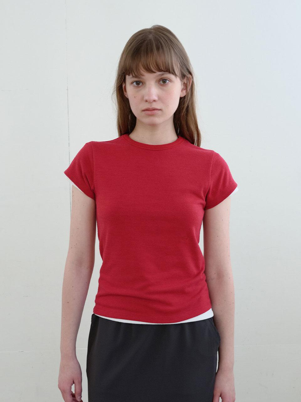 Enzo Blues Basic Cap Sleeve T-Shirt (Red) F