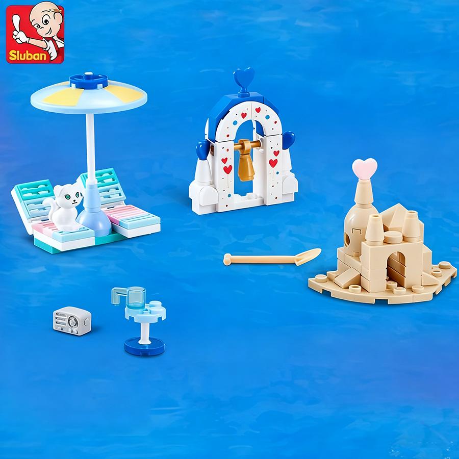 Sluban 0862 Girl Friend Summer Beach Construction Bricks Assembled Playthings Kids Learning Blocks DO IT YOURSELF Assembled Playthings