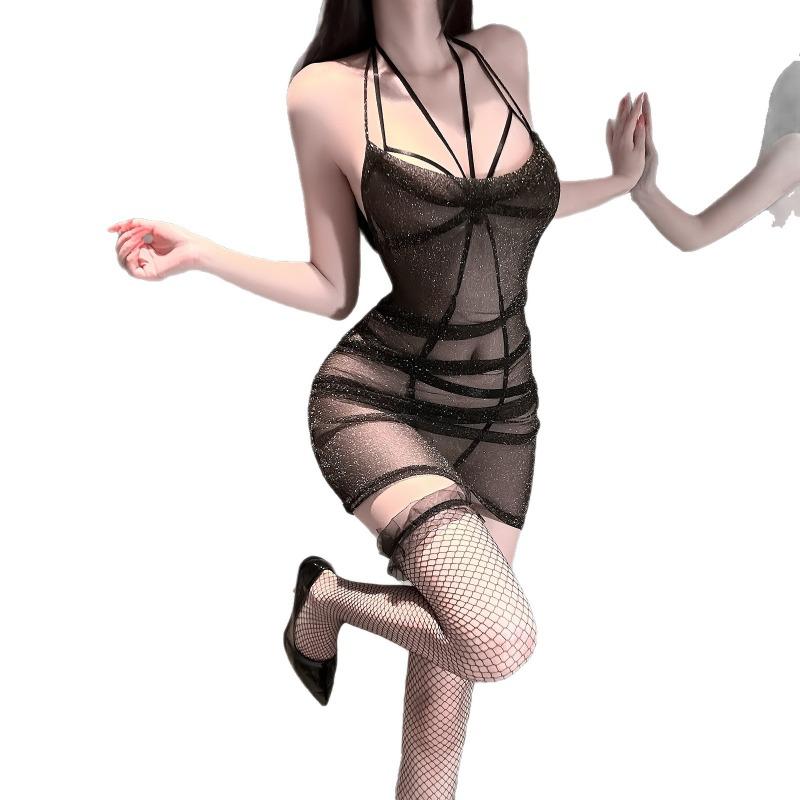 Sexy Underwear, Sexy Tight Pajamas, Hot Temptation, Perspective Hip-wrapped Nightdress Set Qqny Abstinence