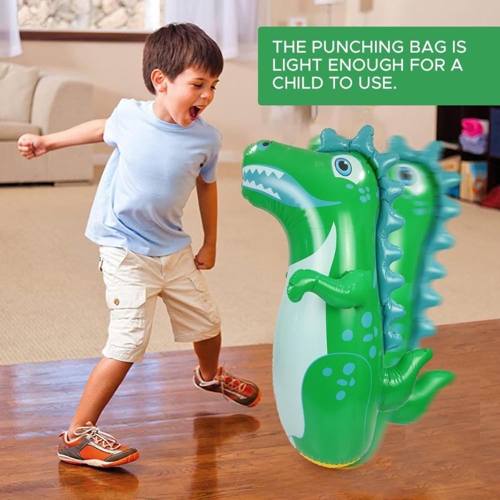 Inflatable Bounce-Back Punching Toy Rebound Type Dinosaur Model Blow Up Boxing Standing Sandbag Sport Activity Interactive Toy