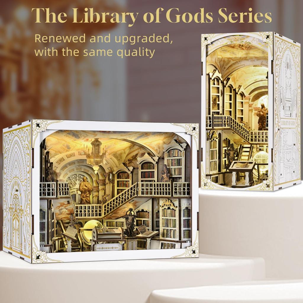 MiniCity DIY Book Nook Kit Miniature House Kit BookNook Suitable for and Birthday Collectible with LED Light Library - - - Beginners, Teenagers,
