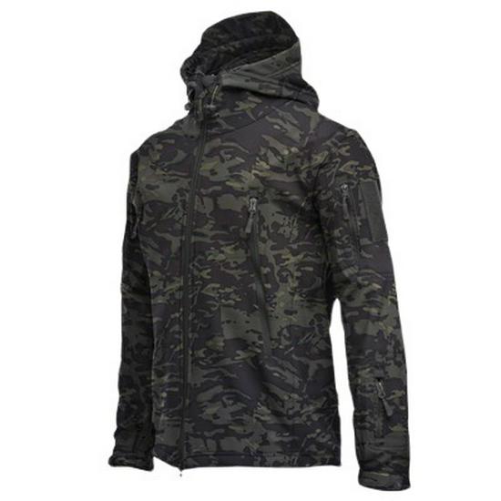 Men's Tactical Waterproof Camouflage Softshell Jacket - Warm Fleece Windbreaker for Outdoor Workwear