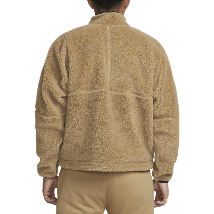 Nike Jachetă cu fermoar cu guler stand, culoare uni, cu logo brodat Jachetă pentru bărbați, maro-fossil-închis DQ4881-258