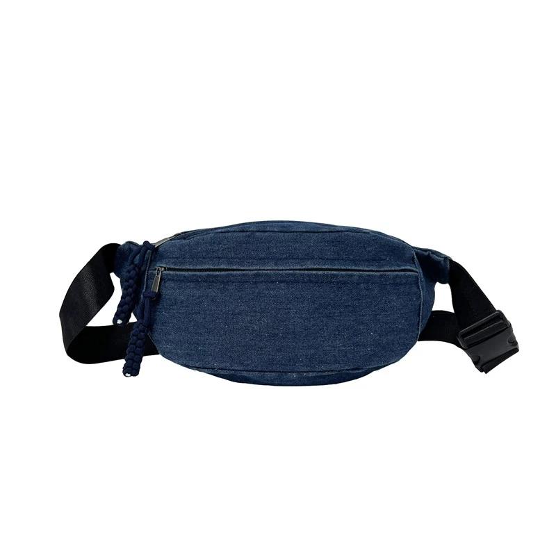 Zippered Waist Bag for Ladies  High-quality Denim Bags  Pendular and Leisure  Versatile and Leisure