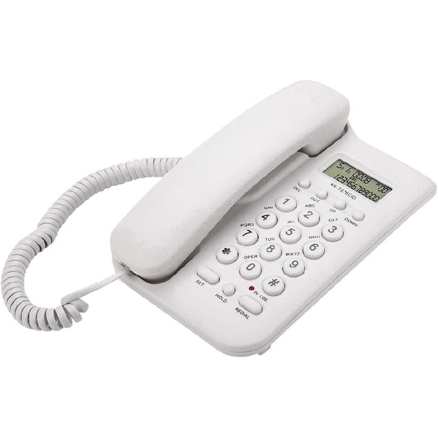Corded Phone, Desktop Telephone Landline Wired Phone Wall Telephone with Cord and Calls Display, /DTMF Dual System, for Home Office Hotel(White)