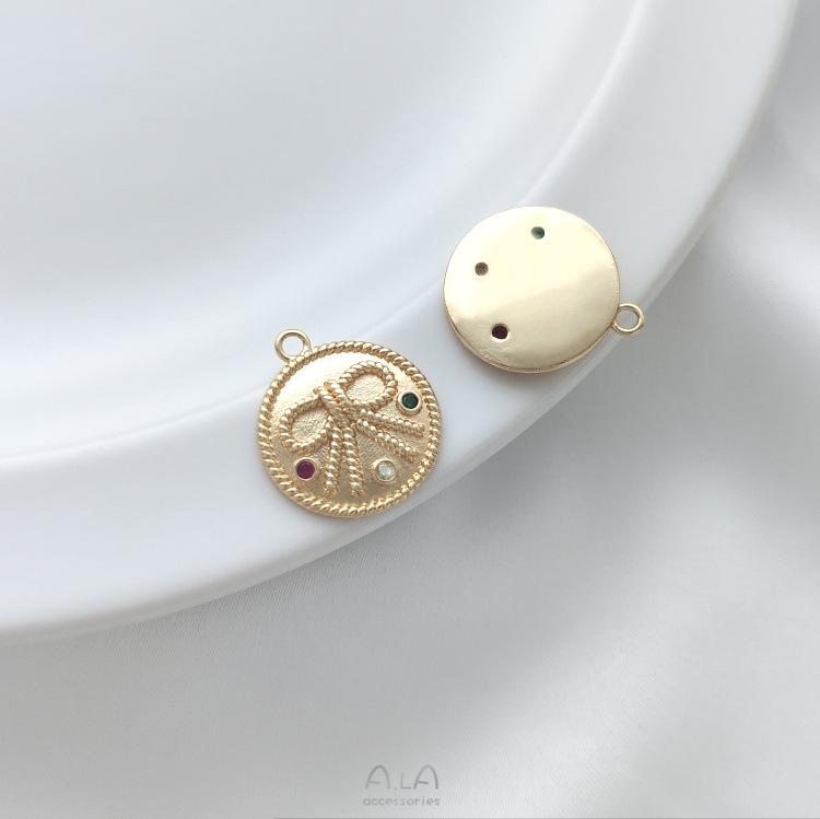 14K Gold-Filled Zircon Star Moon Pendant Charm