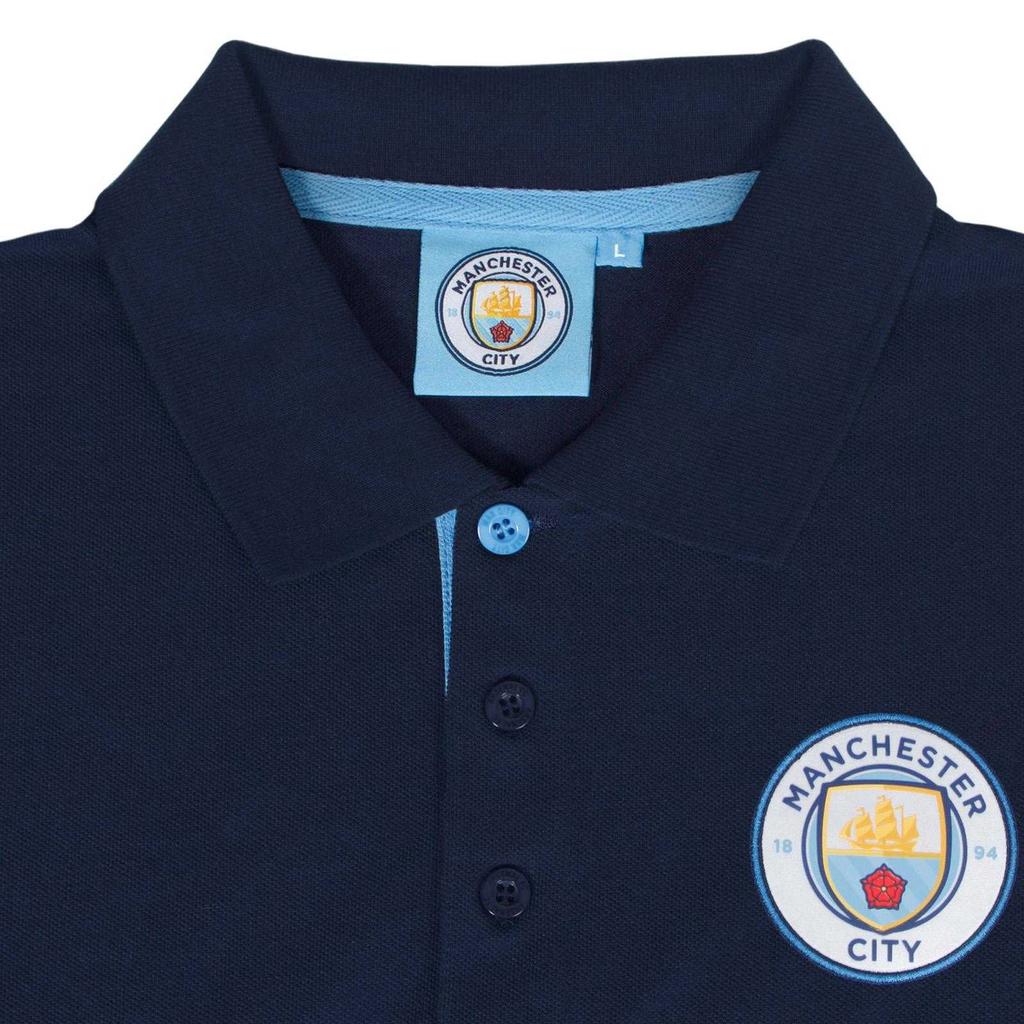 Manchester City FC Herren Poloshirt mit Kontrastärmeln