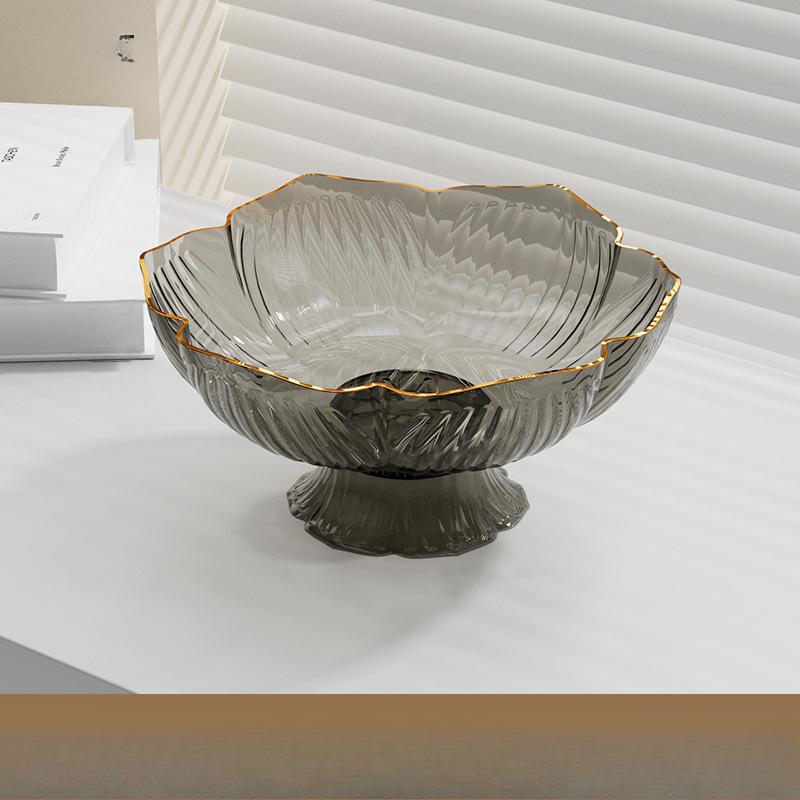 Deepening PET Drained Fruit Tray Home Living Room Tea Table Snack Storage Tray Light Luxury Fruit Candy Tray Gold Stamping Edge