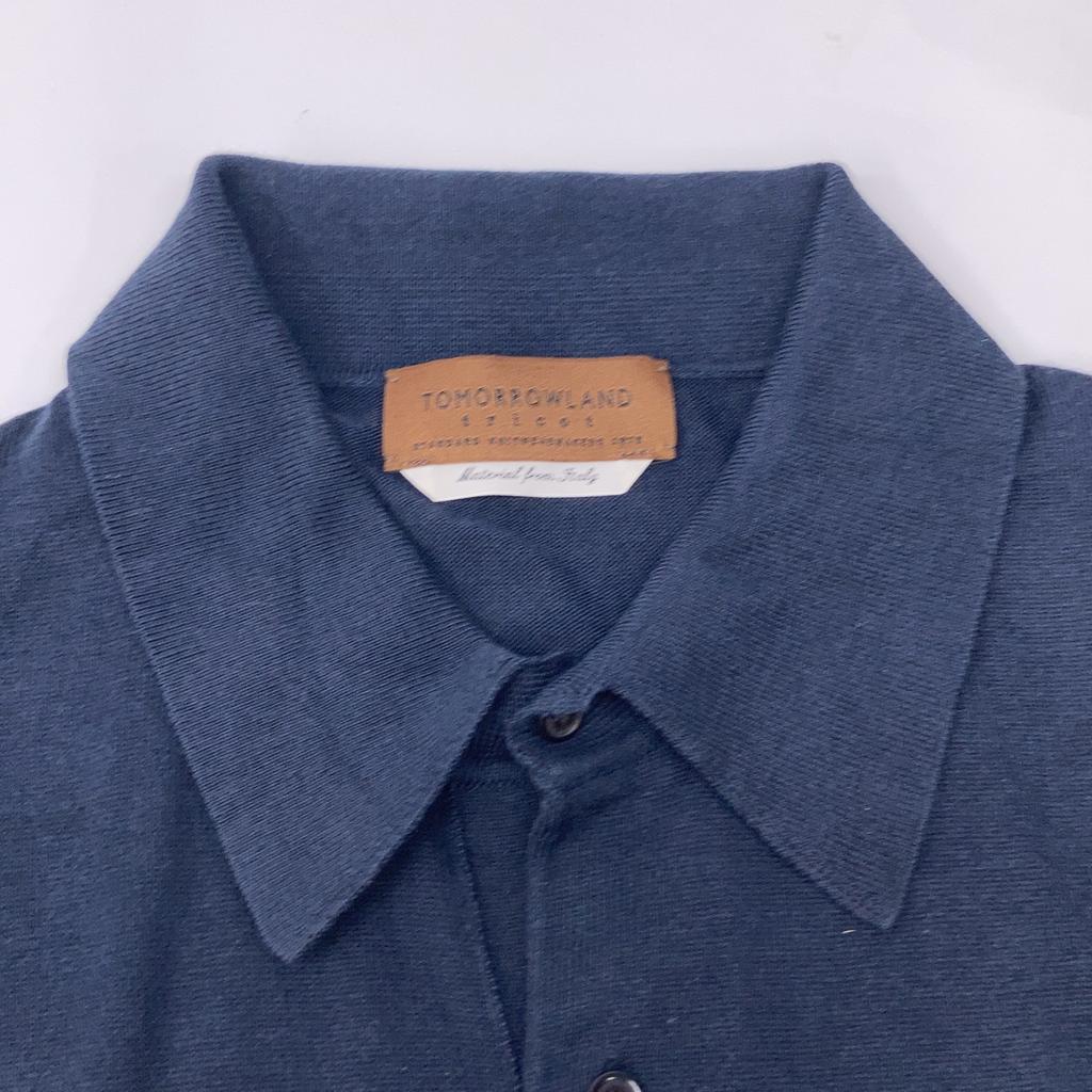 TOMORROWLAND 61-02-12-02002 Navy Silk Cotton Knit Polo Shirt SESIA Tops M NavyUsed