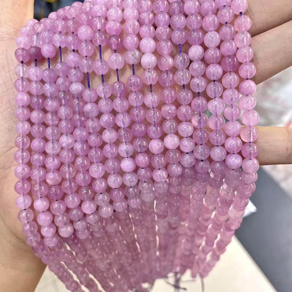 Optimierte Kunzit-Steine Glatte Runde Perlen für DIY Armband und Halskette Schmuckzubehör.