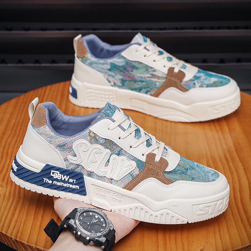 Korean Version Men's Casual Sports Shoes Fashionable and Versatile Letter Style Casual Board Shoes