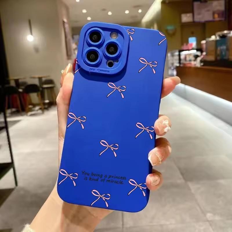 Hülle Für iPhone 16 15 14 Pro Max 13 12 11 Rosa Schleifen-Print Handyhülle Für iPhone XS Max X XR 7 8 16 Plus SE 2022 Silikon Fundas