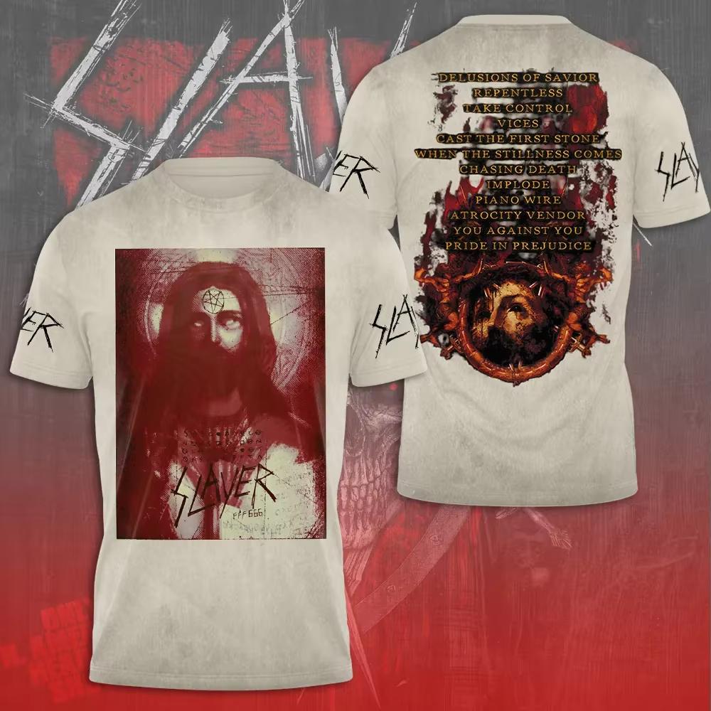 New Rock Slayer Band 3d Print T-shirt Men Women Fashion Large size Hip Hop Tops Tee Tshirt Short Sleeve Casual Mens Clothing