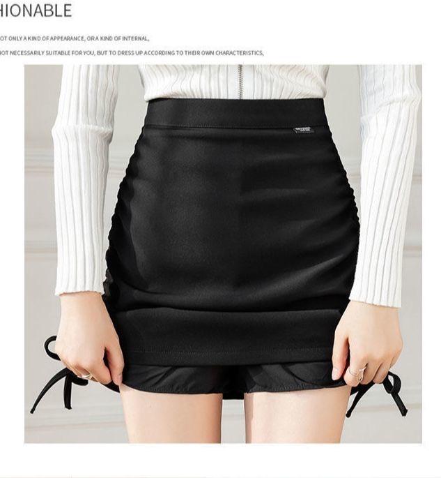 Summer High Waist Pleated Wrap Skirt with Lining