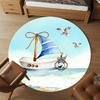 1pc Sailboat Seagulls Round Chair mat office Area Rug - Non-Slip, Floor Mat for Office, Bedroom, and Indoor Decor p127270