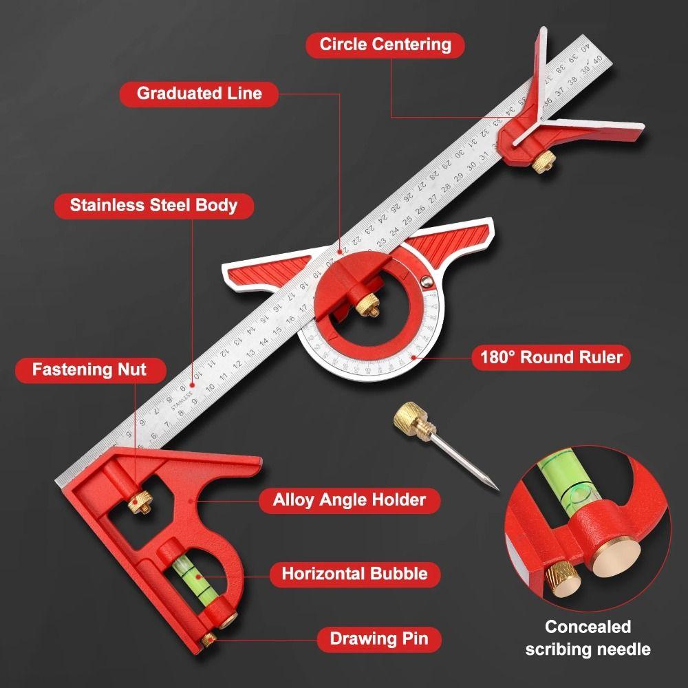 Adjustable Multi Combination Ruler 45° and 90° Angle Angle Protractor Tools Set  Carving