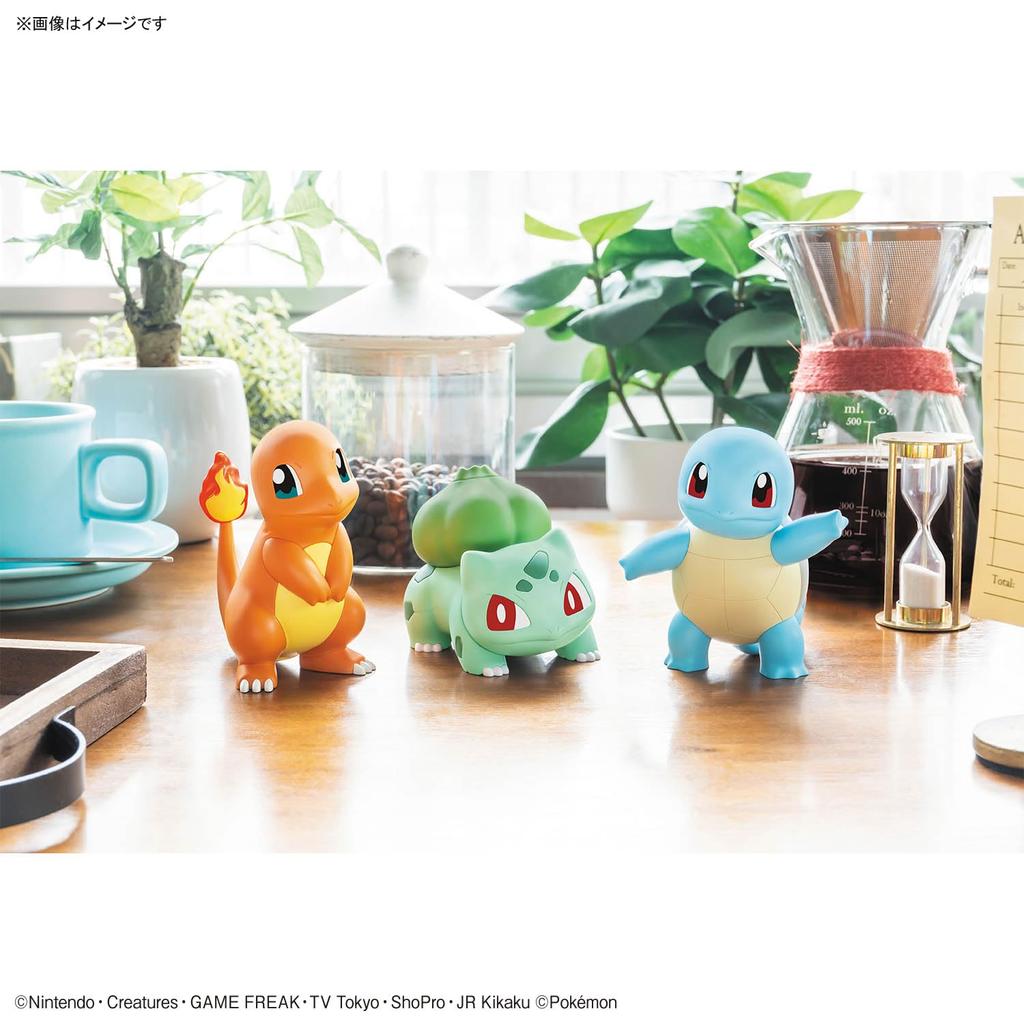 BANDAI SPIRITS Pokemon Plastic Model Collection Quick Charmander Bulbasaur Squirtle Sett Plast Model 11+13+17 & & Fargekodet