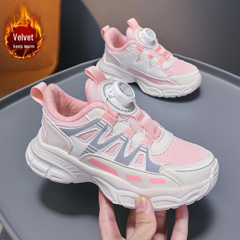 Mädchen Winter 2025 Leder Laufschuhe mit Samtfutter - Warmes und Verdicktes Design
