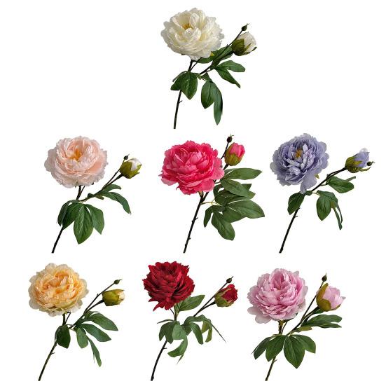 Artificial Peony Flower Faux Silk Peony Bouquet with 1 Bud Fake Floral Arrangement for Farmhouse Home Wedding Table Centerpiece